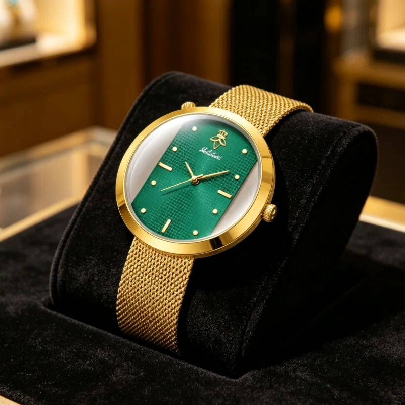 

YaLaLuSi 2026 New Women Luxury Quartz Watch Ultra Thin Round Dial Gold Mesh Strap Daily Waterproof Elegant Ladies Casual Dress Wrist Watch Jewelry Gift Free Shipping