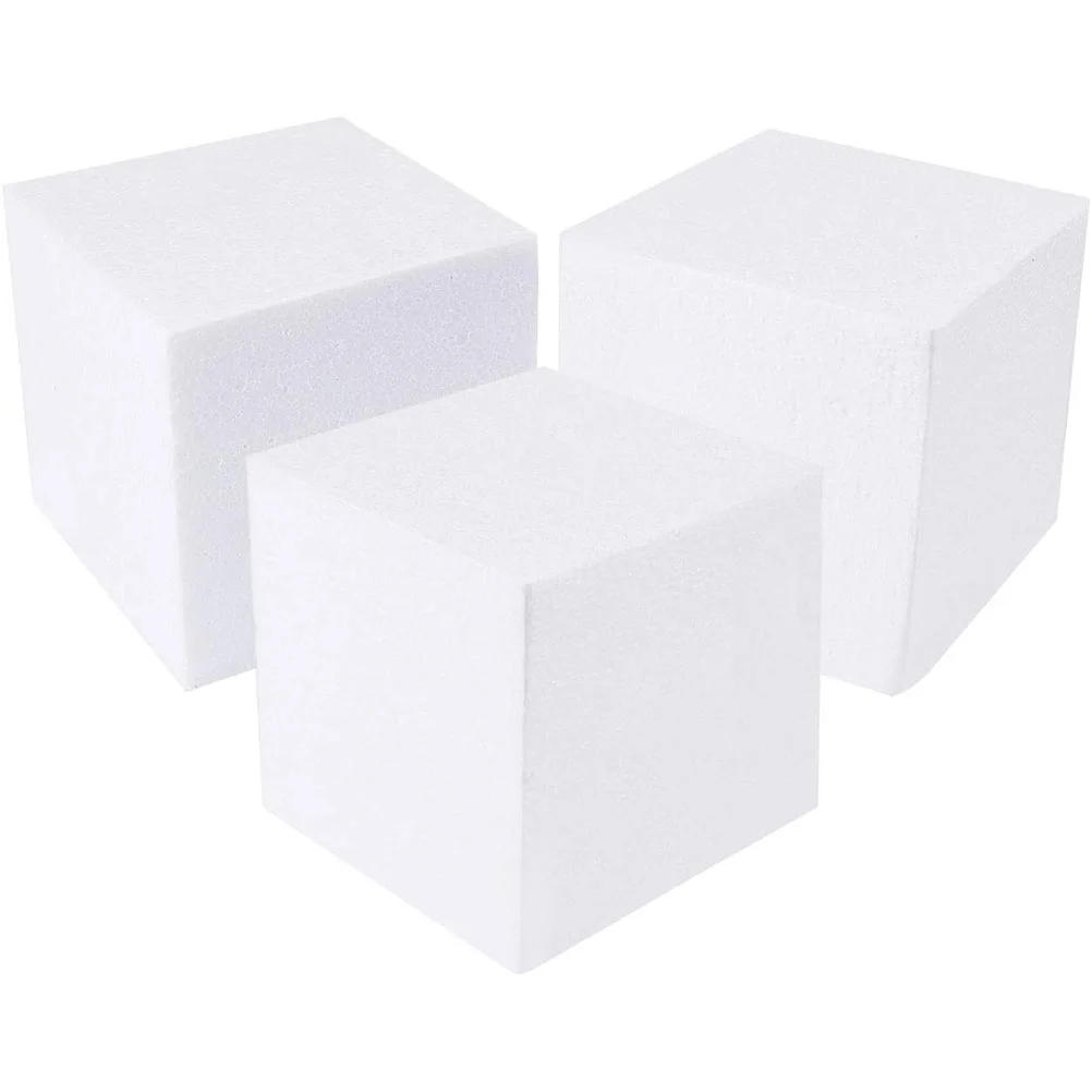 4 Pcs Craft Foam Block Polystyrene Cube Cake Practice Mould Tools Baking Molds Child Floral Square