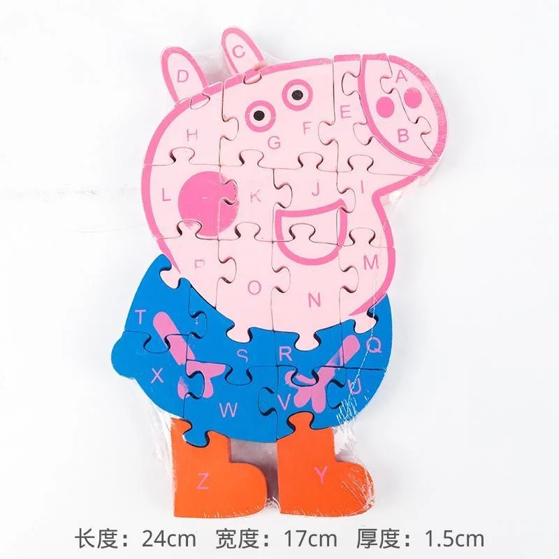 Novo kawaii peppa pig quebra-cabeça de madeira anime dos desenhos animados bonito brinquedos educativos das crianças 3-6 anos de idade quebra-cabeça de madeira presentes das meninas