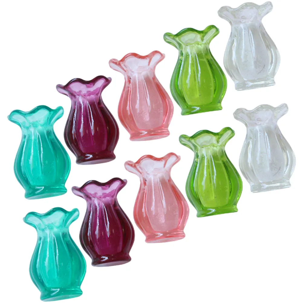 Juego de 10 Mini Jarrones de Resina Premium, Decoración para Casa Pequeña, Mini Maceta, Adorno de Escritorio, Detalle de Paisaje en Miniatura