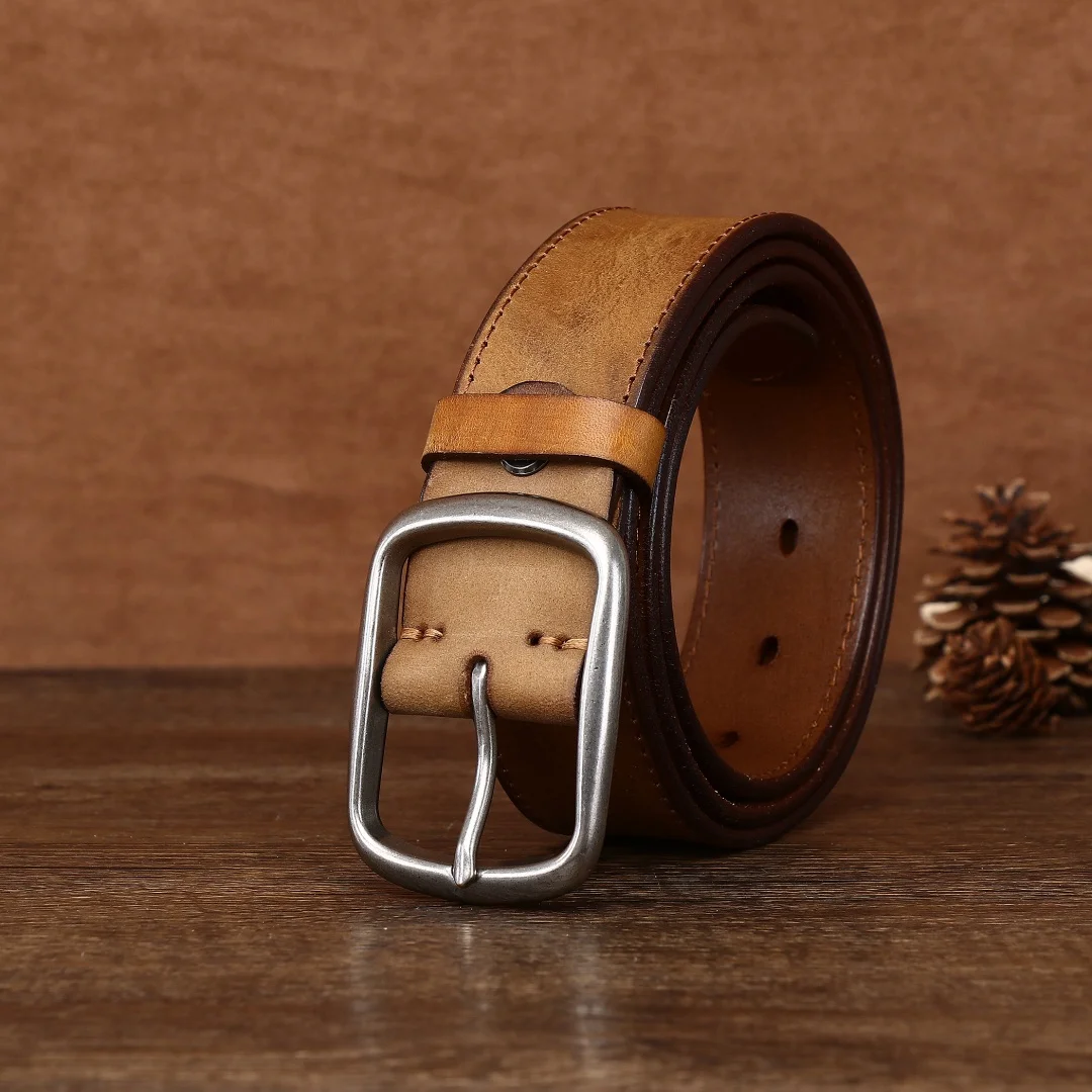 

Vintage leather belt leather men fashion first layer cowhide all-in-one belt casual jeans needle buckle belt simple