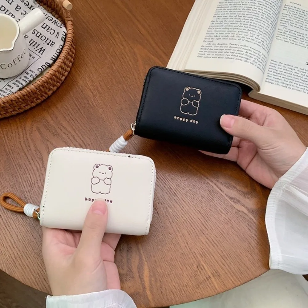 Dompet Wanita Kartun Lucu Beruang Kelinci Kucing Kulit PU Tempat Kartu dan Koin