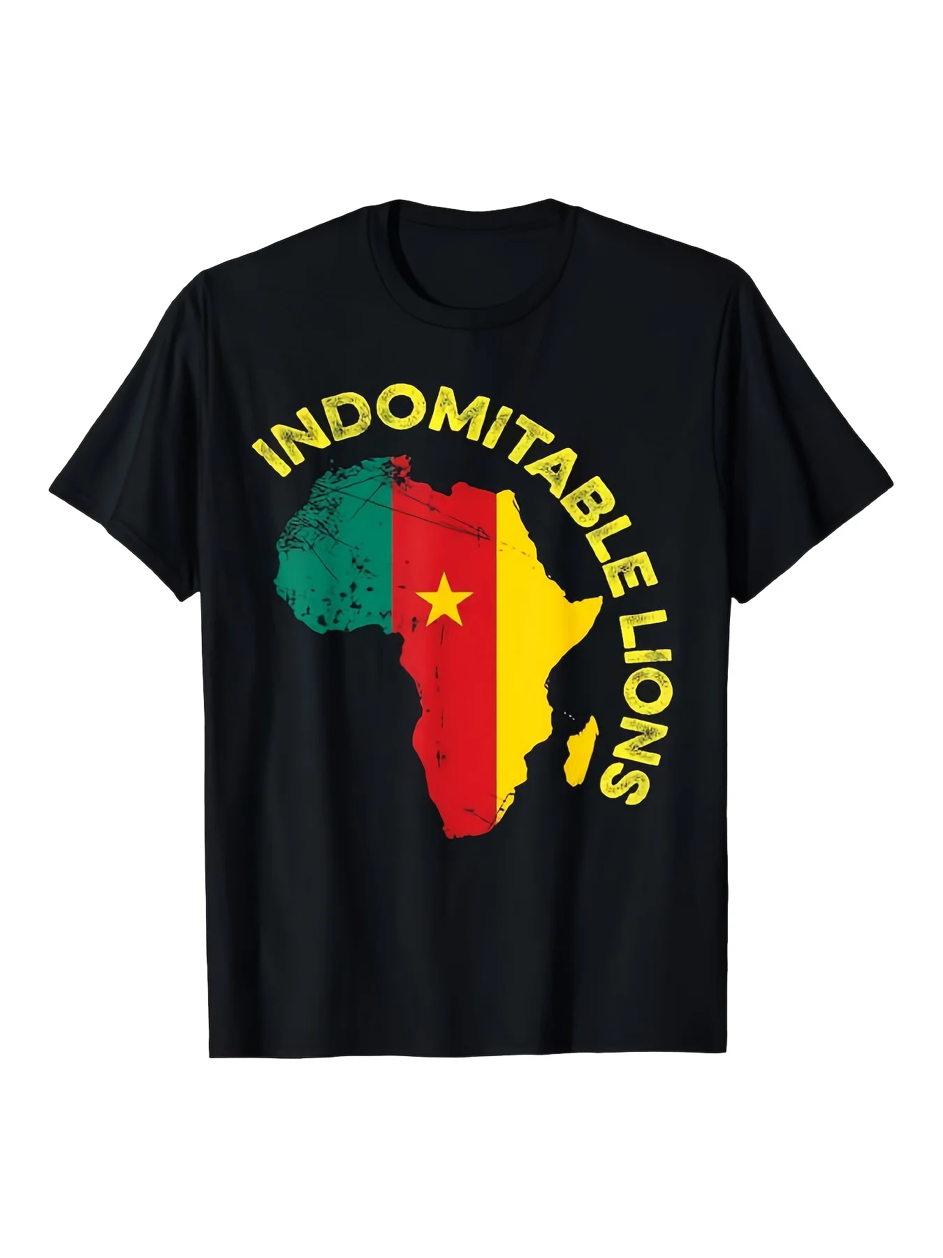 Men's Cameroon National Team Indomitable Lions Soccer Shirt - Cameroon Fan Apparel with Cameroon Map & Lion Emblem, All-Season C