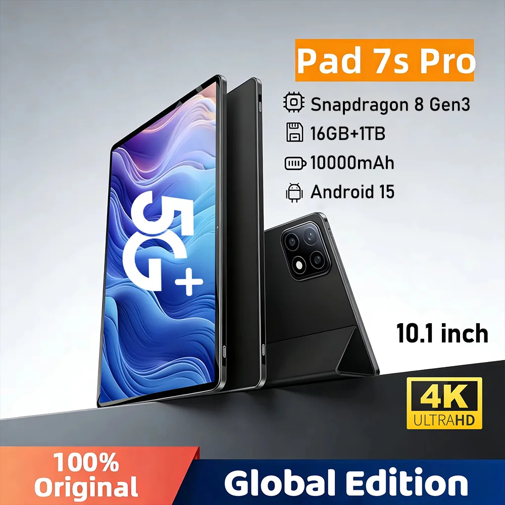2026 New HOT Pad 7S Pro PC Snapdragon Original Global Edition Tablet 10.1inch HD Screen 10000mAh 5G Dual Card WiFi