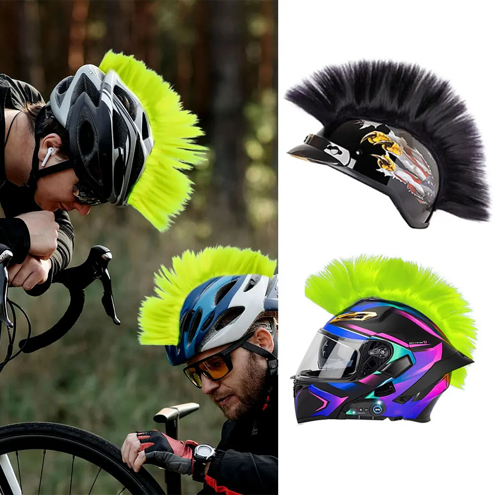 Helmet Wig Synthetic Cuttable Helmet Decorations Wig Cockscomb Motocross Full Face Off Road Helmet Decoration Hair Sticker Paste