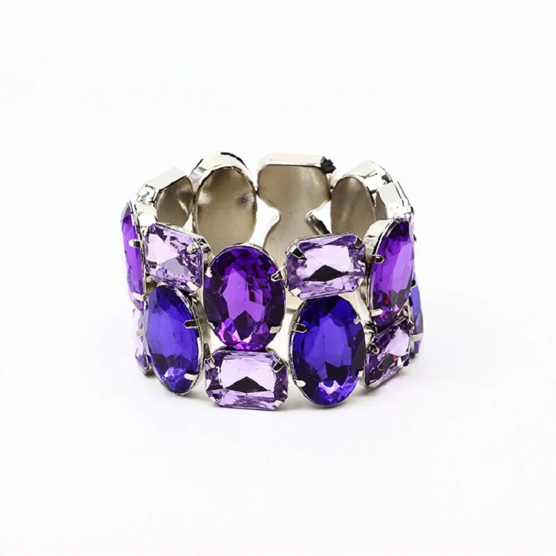 Women Exquisite Wide Elastic Bracelet Fashion Colorful Crystal Bangle