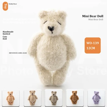 Neugeborenen Fotografie Dekorative Bär Puppe Requisiten Entzückende Mini Gestrickte Teddybär Puppen Handgemachte Häkeln Spielzeug Studio Schießen Requisiten