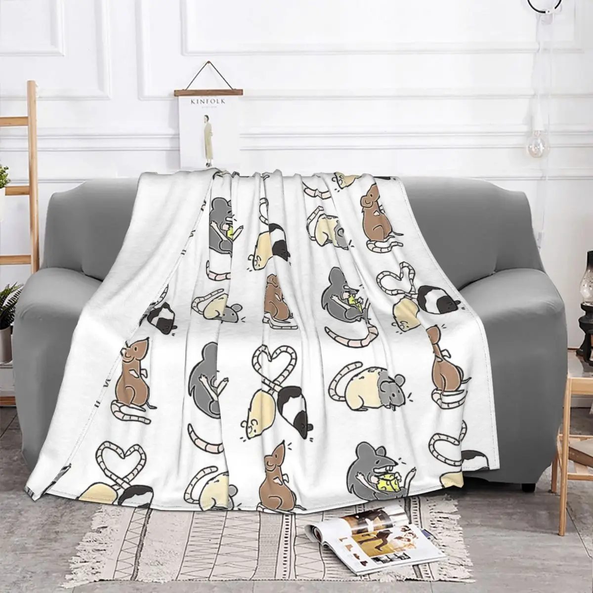 Ratty Friends Ultra-Soft Micro Fleece Blanket Black Flannel Blanket