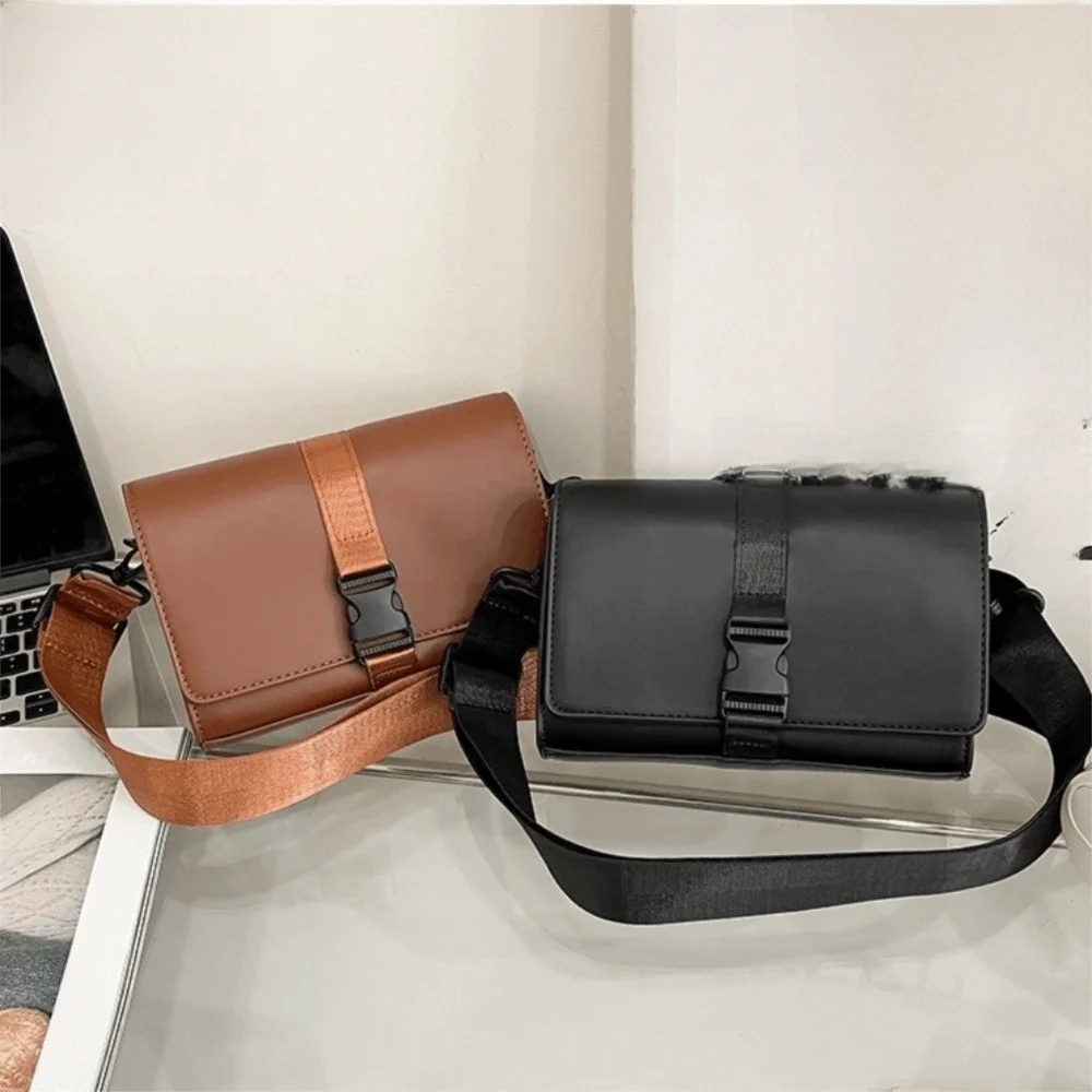 

Simple Solid Color Men's Shoulder Bag Square PU Leather Business Messenger Bag Large Capacity Storage Crossbody Bag Travel