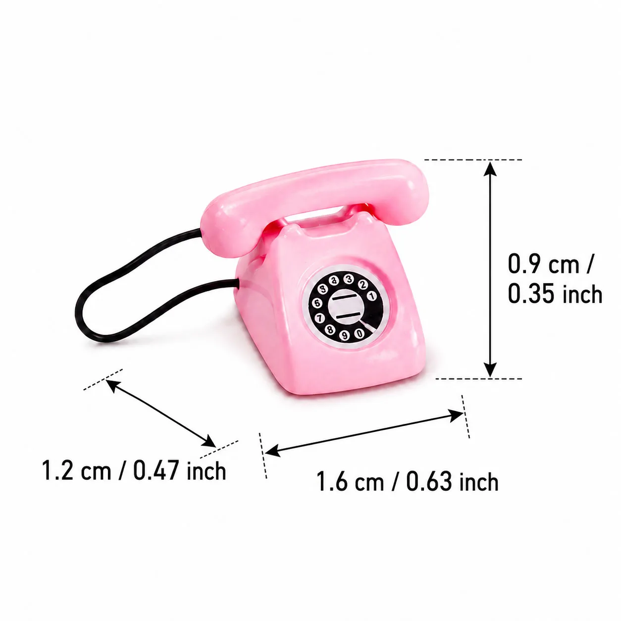 1:12 Mini Retro-Telefon Puppenhaus-Dekoration, Vintage Wählscheiben-Telefonmodell mit Kabel, Winziges Schreibtisch-Telefonzubehör – Detail 8