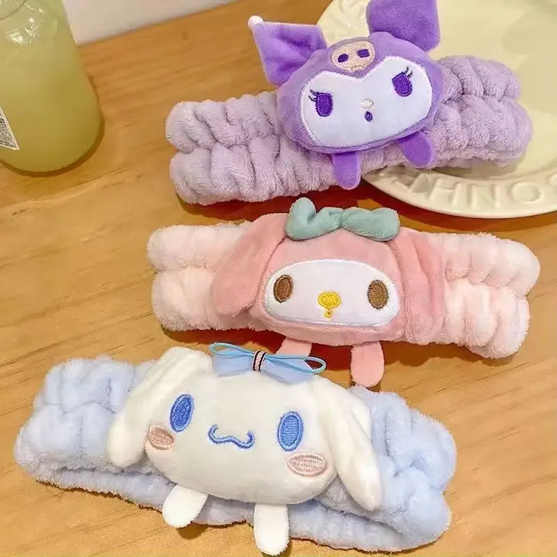 

Новый Sanrio Mymelody Kuromi Cinnamoroll PomPom Purin повязка на голову для макияжа широкополые эластичные ленты для волос для девочек женские Hai