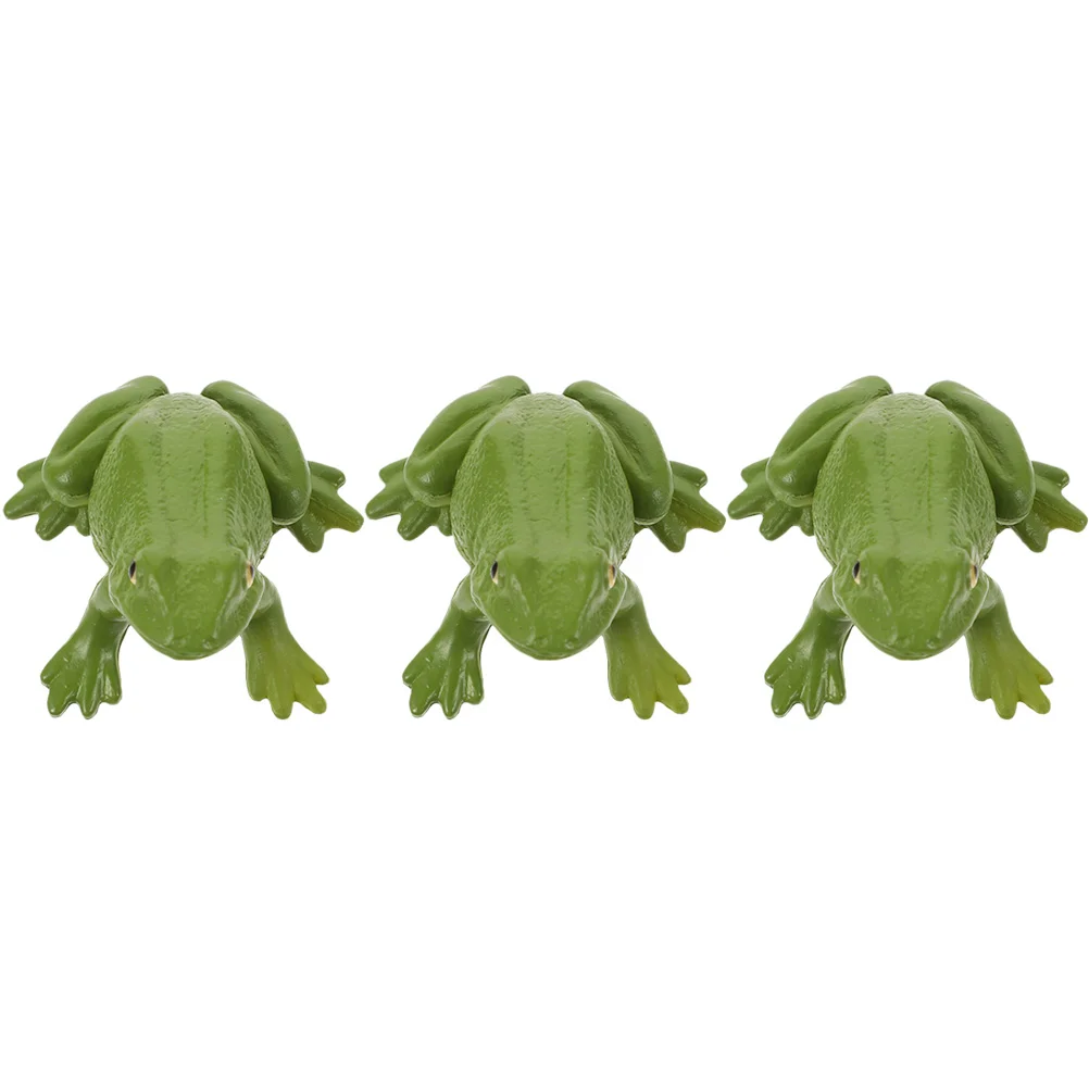 3 Pcs Small Frog Statue Child Animal Figurines Plastic Science and Education Toy