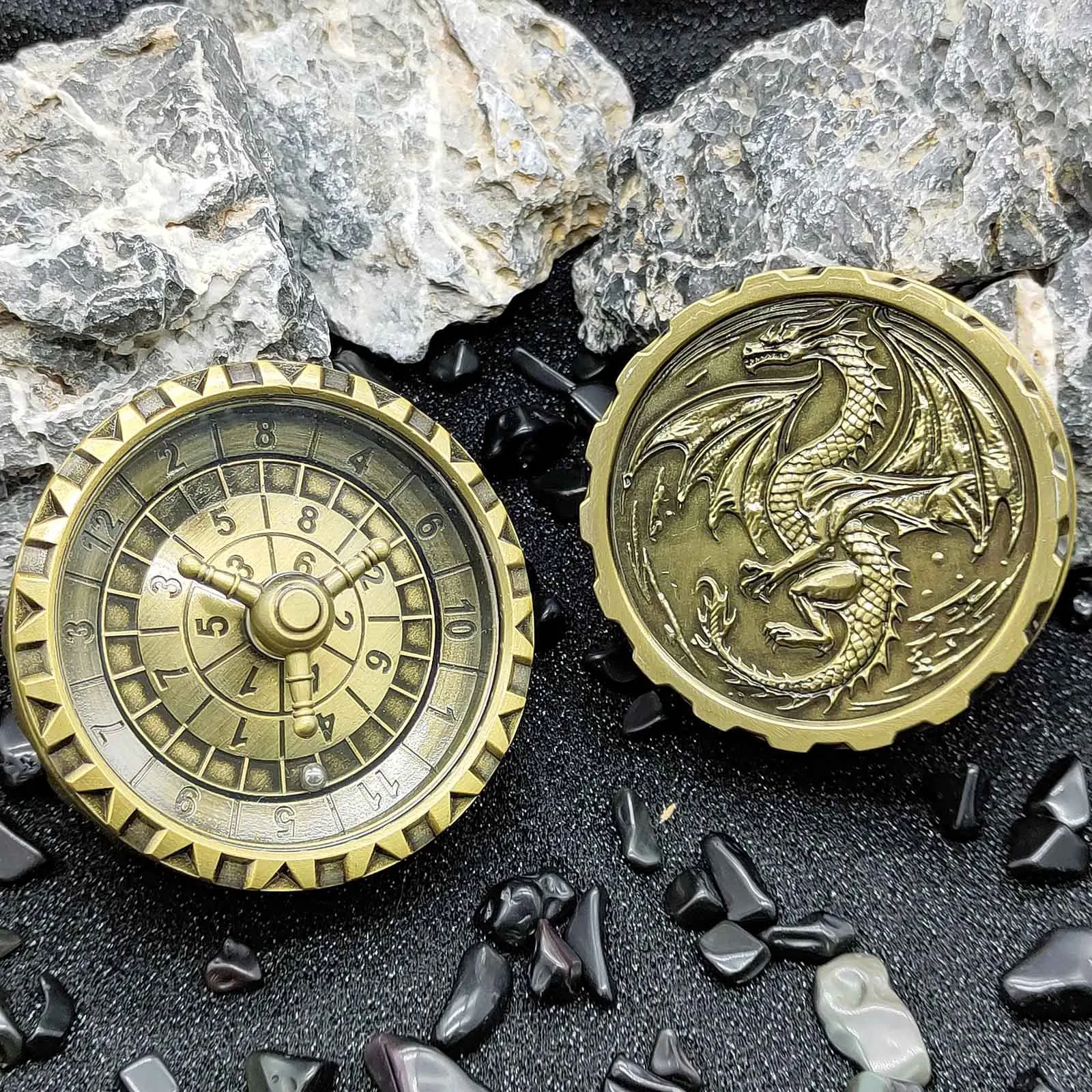 7 في 1 نرد الروليت الدوار متعدد الجوانب النرد المعدني TRPG لعبة لعب الأدوار D&D النرد للنردات التنين والزنزانة الدوران #2