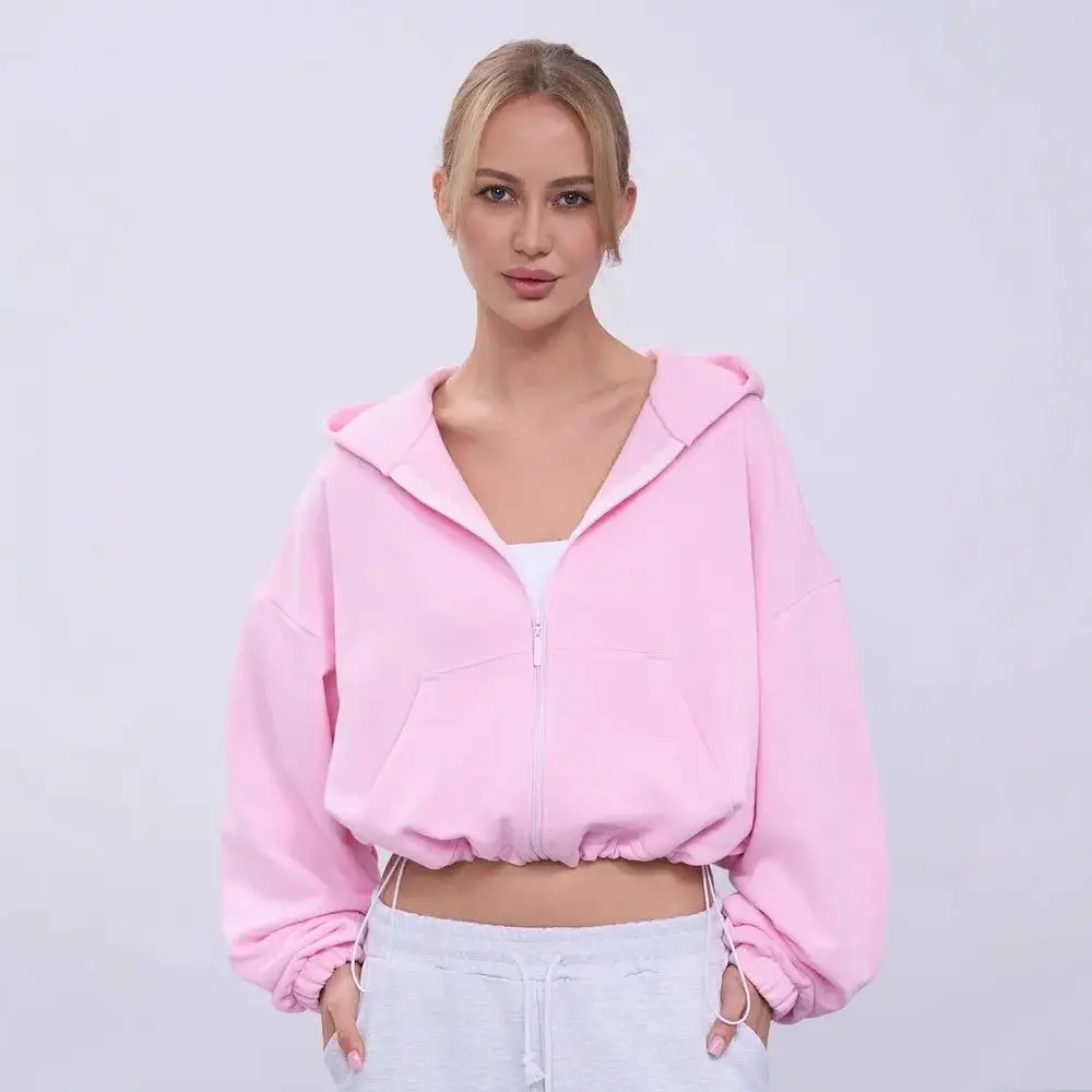 

Женская повседневная цветная толстовка с капюшоном с застежкой на талии Jaet Long Sve ort Открытый кардиган на молнии Толстовка осеннего сезона