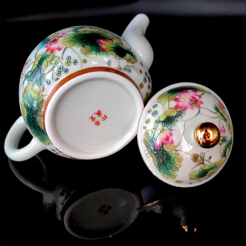 Chinese Jingdezhen Vintage Porcelain Teapot with Strainer, Teapot with Strainer, Ceremony for Te Guan Yin, Oolong Green Tea