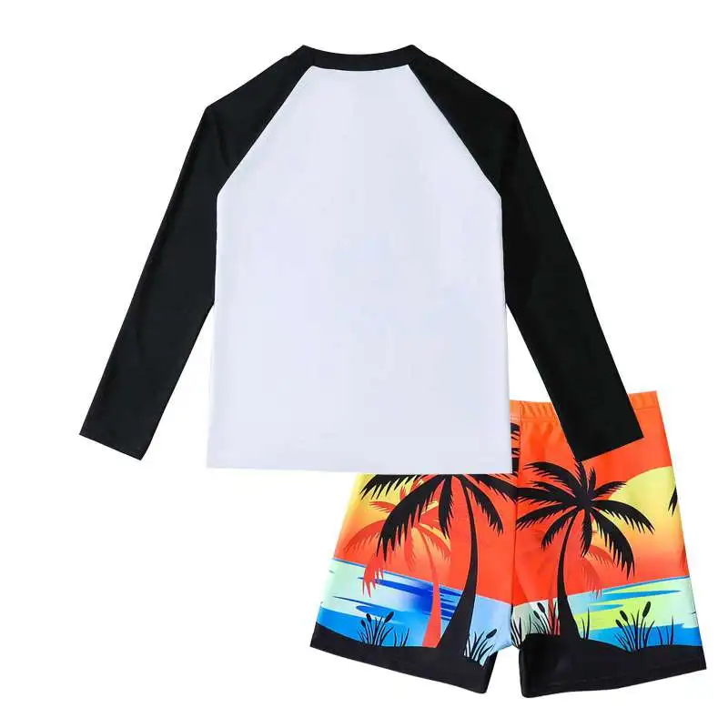 Sommer Kinder Beachwear Nette Cartoon UV Schutz Lange Ärmel T-shirts Mit Shorts Sets Kinder Jungen Pools Schwimmen Anzüge Bademode