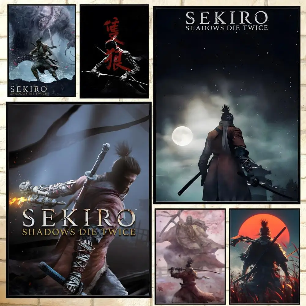 Póster de Sekiro Shadows Die Twice, arte de pared impermeable HD versátil, decoración autoadhesiva para cualquier espacio, regalo Ideal