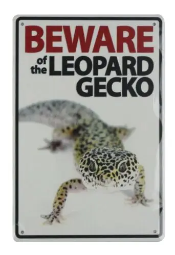 outdoor house decor Beware of leopard gecko tin metal sign