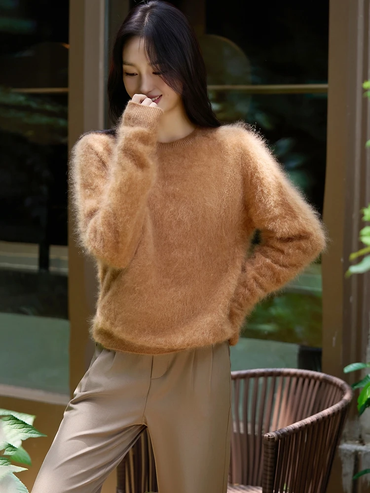 

Soft Fce Wool Knit Sweater Women's round Ne Base irt Cloud Mist Feeling New Sle Autumn Winter Faionable Versatile Top