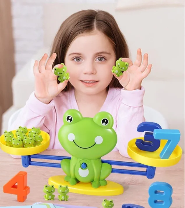 Balança de Sapo para Cálculo Matemático, Treinamento de Adição e Subtração, Brinquedo Educativo Interativo para Aprendizagem e Desenvolvimento Intelectual, Presente