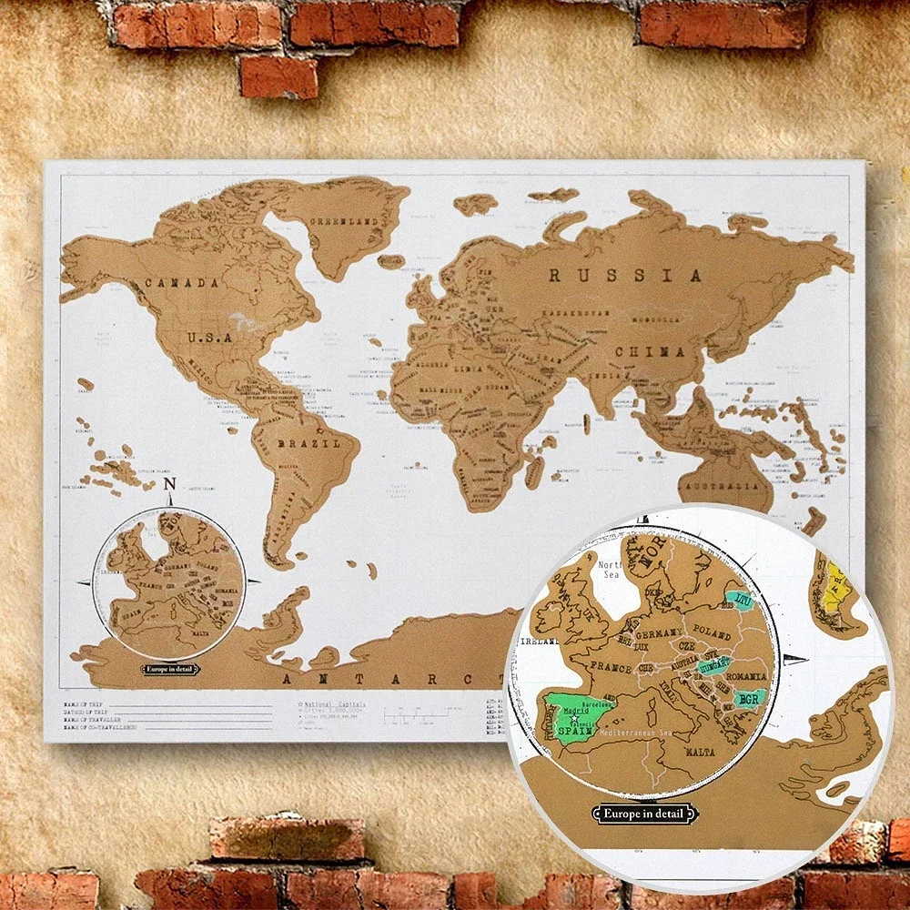 

Maps Scratch Erase Card Maps Large Personalized Travelogu Decoration Wall Stickers Tourist Journal Stationery Supplies Gifts