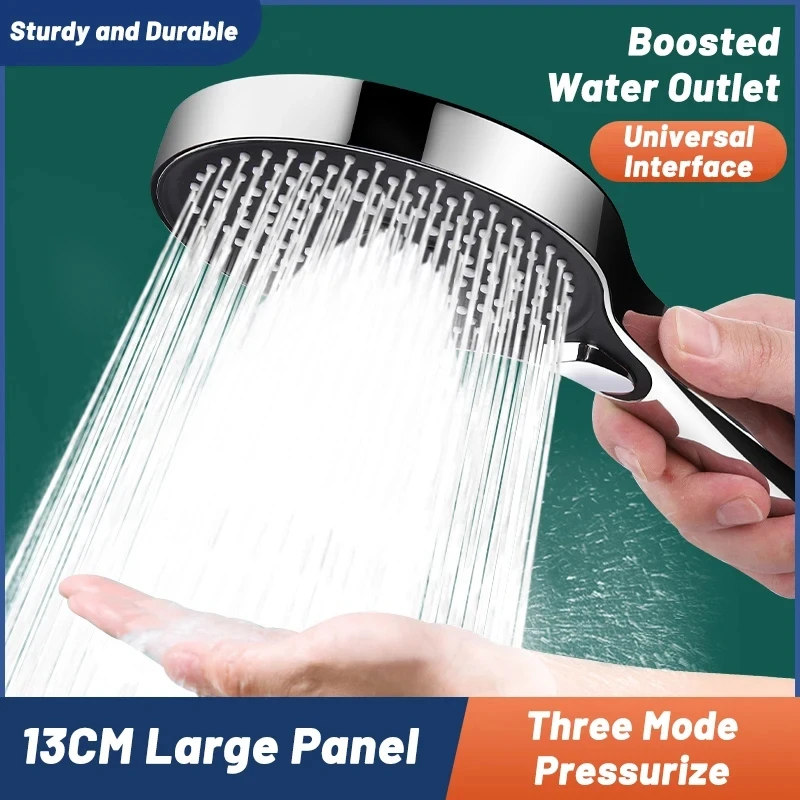 3 Modes Large Flow Shower Head 13CM Big Panel High Pressure Water Saving Spray Nozzle Rainfall Shower Bathroom Accessories