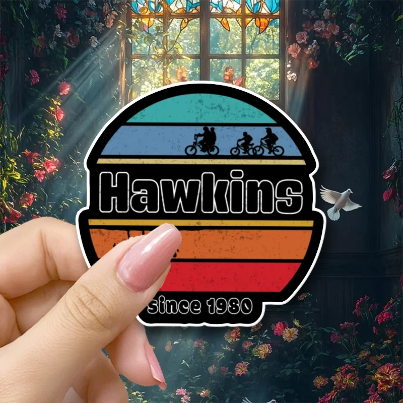 Pegatina de Vinilo de la Serie de TV Stranger Things - Adhesivo Autoadhesivo Reutilizable Semi-Mate - Forma Irregular para Computadoras Portátiles