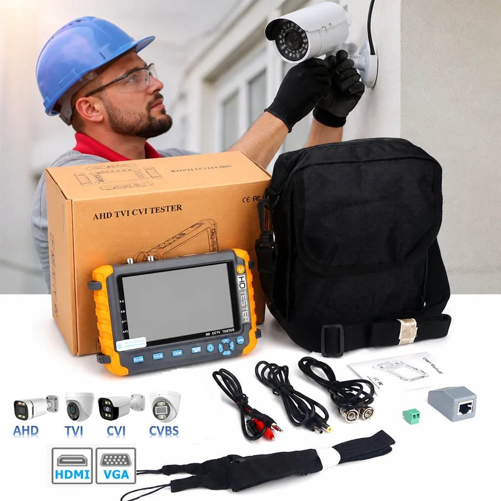 8MP 4 In 1 CCTV Tester 5 inch Camera Monitor 4K AHD/CVI/TVI CVBS Analog Camera Tester with HDMI VGA Input UTP Cable Test