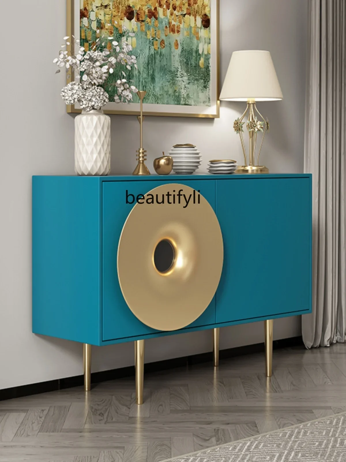 

SS03A American Light Luxury Household Entrance Cabinet Storage Curio Cabinet Solid Wood Creative Sideboard Cabinet