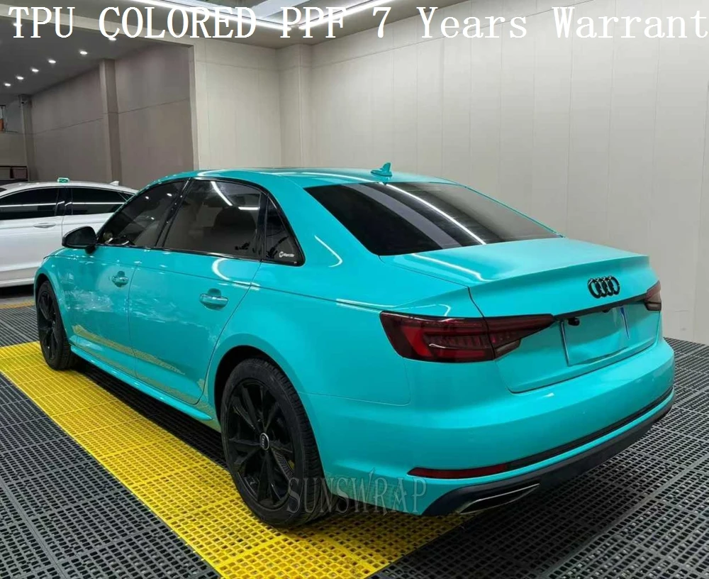 Highly Hydrophobic TPU Gloss PPF Crystal Turquoise Blue  Car Paint Protection Film Wet Install for Cars,Boats,Vehicles,Yacht