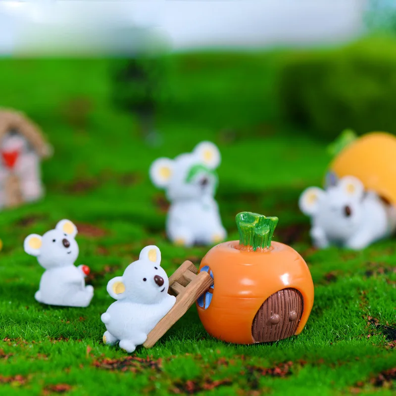 Koala Bear Family Figurine Home Cartoon Animal Car Cake Room Decoration Miniature Fairy Garden Decor Diy Accessories Modern