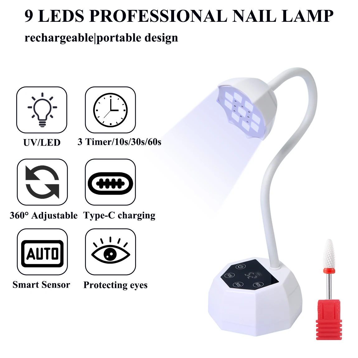 Draagbare oplaadbare nagellampset UV LED-nageldroger Auto Sensing Touch Control nagellampen Sneldrogend nagellicht Nagelgereedschap