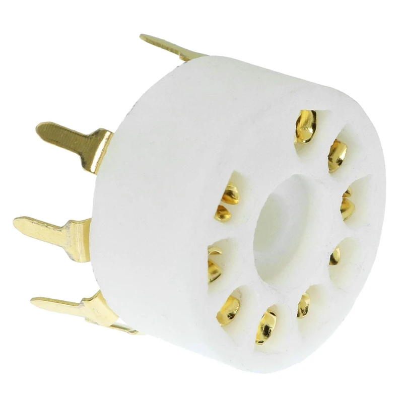 10PCS Ceramic Tube Sockets For 12AX7 12AT7 12AU7 6DJ8 ECC82 5670 6922 Hifi Audio Vintage AMP Gold