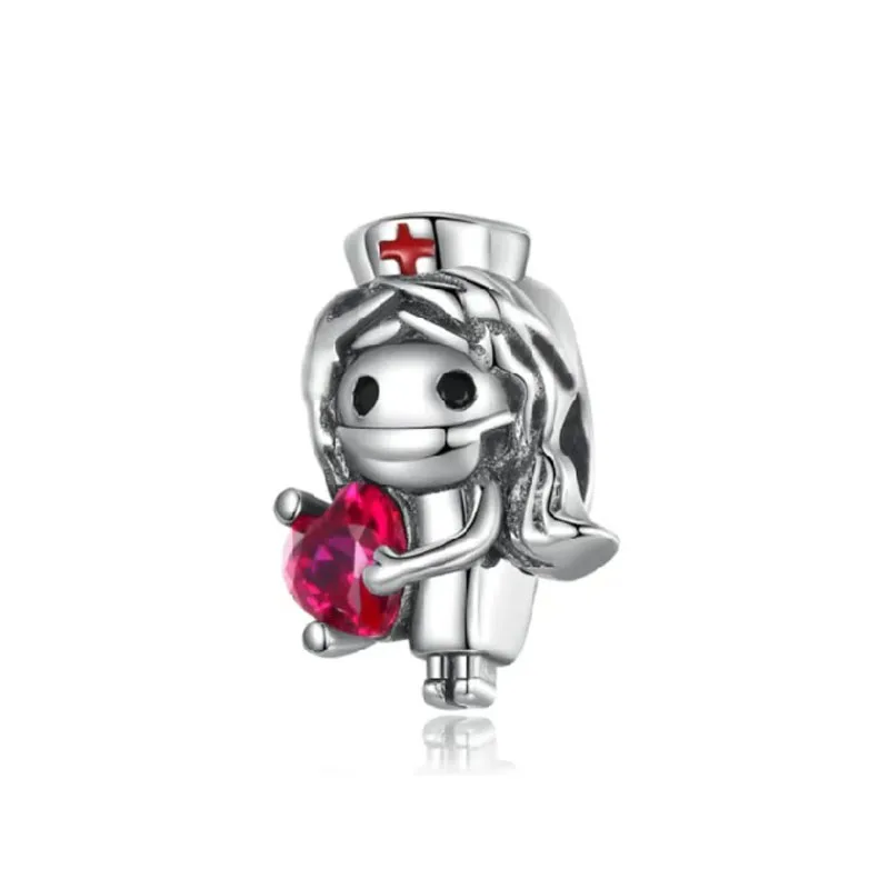 New 925Silver Cross Angel Wings Pendant Teeth Nurse Doctor Charm Fit Decoration Original Bracelet Jewelry Women Buddha Bead Gift view 3