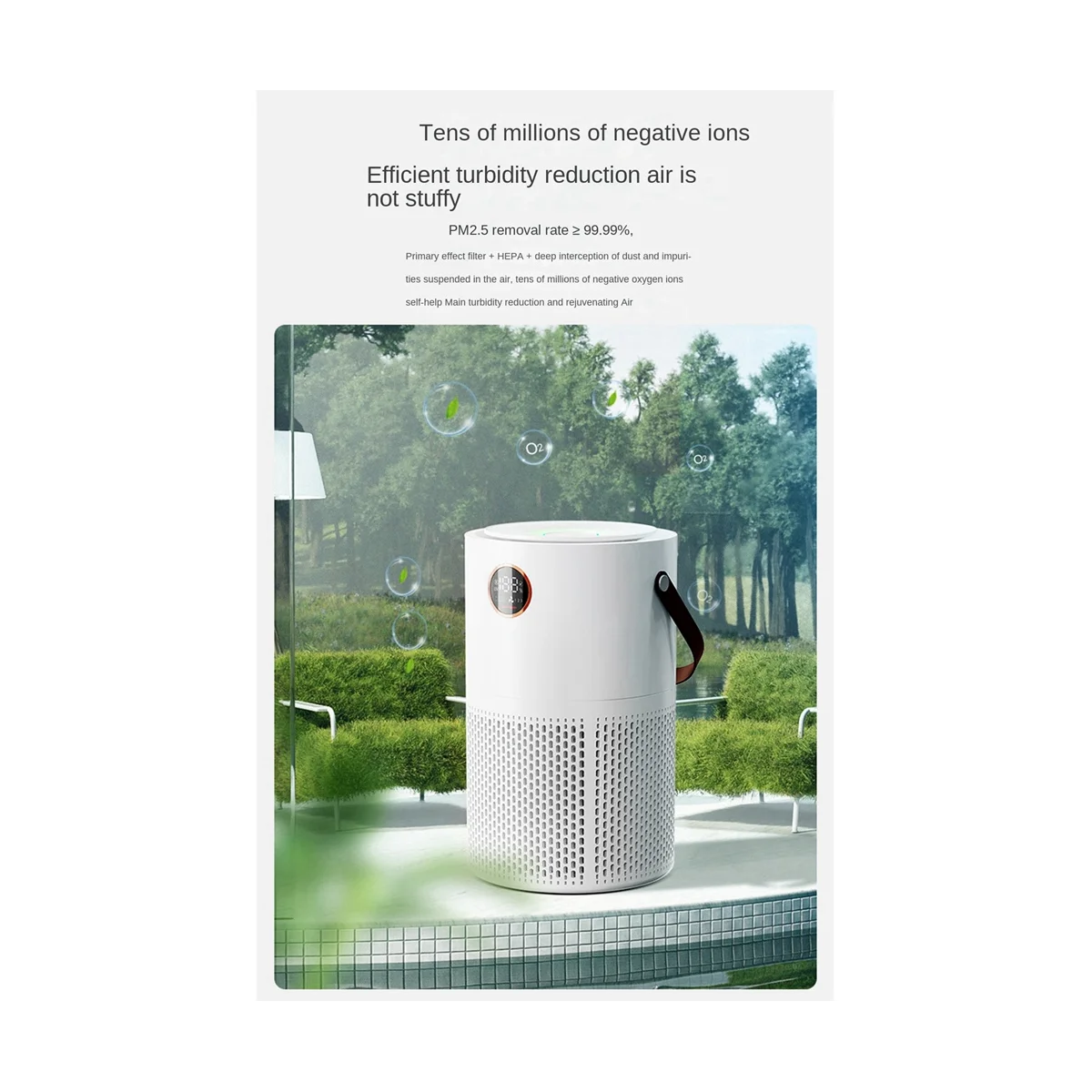 Purificateur d'air portable à ions négatifs pour la maison, filtre à air au formaldéhyde intérieur, élimination de la fumée muette, 10000mAh