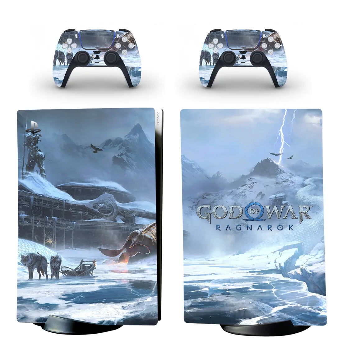 God of War PS5 pegatina Digital de piel, cubierta de calcomanía para consola y 2 controladores, pieles de vinilo