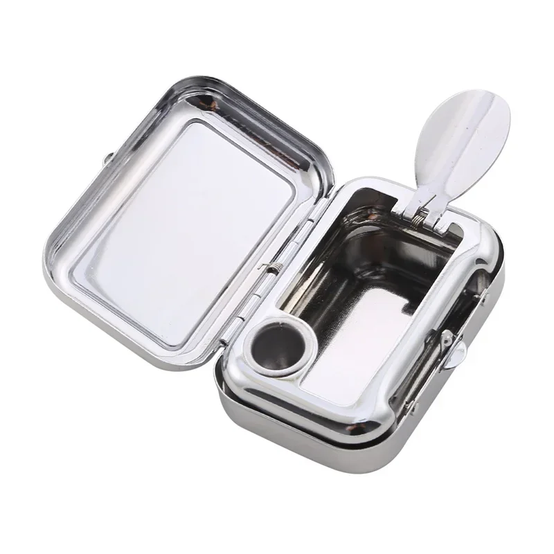 Pocket Metal Ashtray Mini Desktop Cigarette Holder Personal Ashtray With Lockable Lid Gift For Man Smoking Accessories