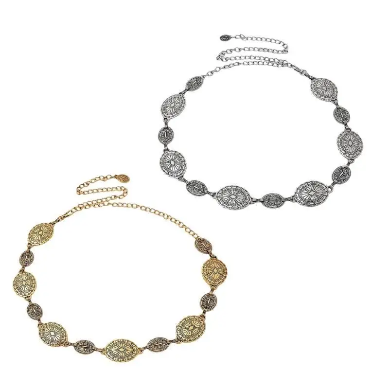 

A52E Fashionable Metal Waist Chain Adjustable Length Bohemian Fashion Belt Clothing Accessory for Everyday Wear