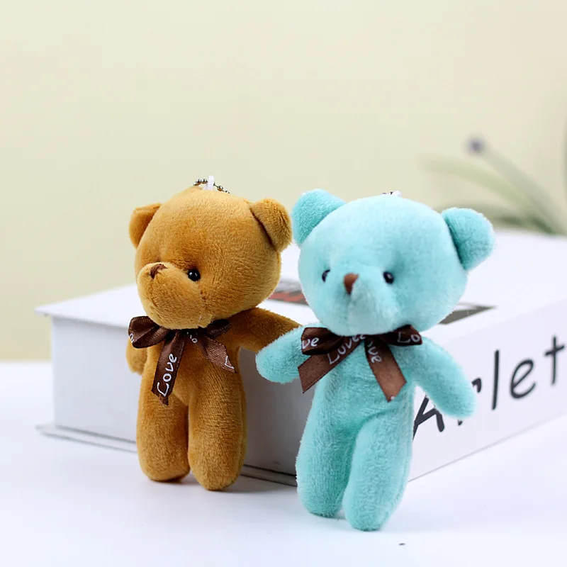 10pcs/lot Tiny Bear Stuffed Plush Toys Mini Bear Doll Toy Keychain Bag Pendants Wedding Decoration Children Birthday Party Gifts