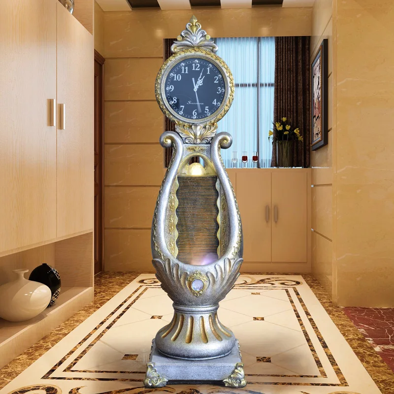 European clock running water fountain handicraft ornament elephant lucky Buddha statue humidifier living room entrance factory d