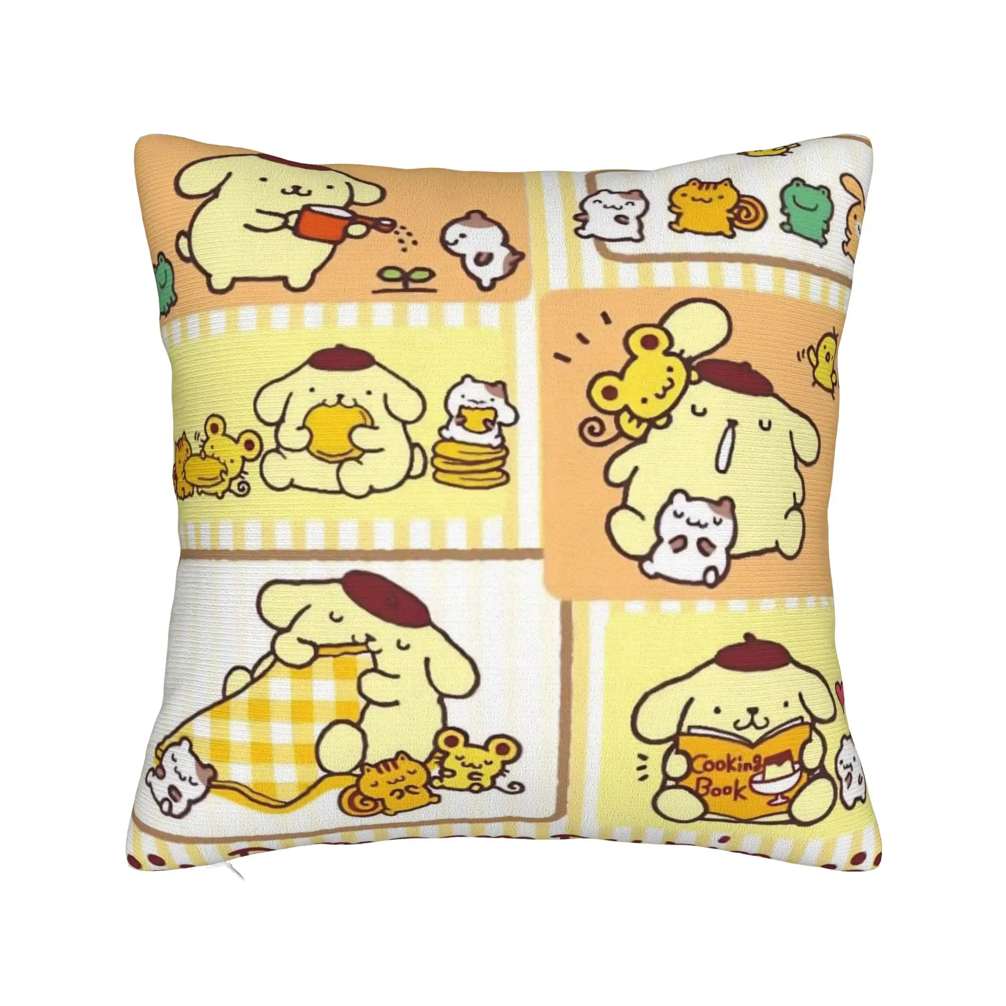 Pompompurins Cartoon Cute Pillowcase Soft Polyester Cushion Cover Gift  Throw Pillow Case Cover Bedroom Square 45X45cm
