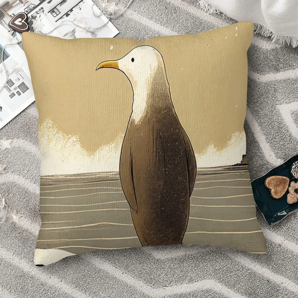 

Seagull by The Sea Cartoon Animal Polyester Cushion Cover For Home Office Decorative Breathable Cojines Decorativos