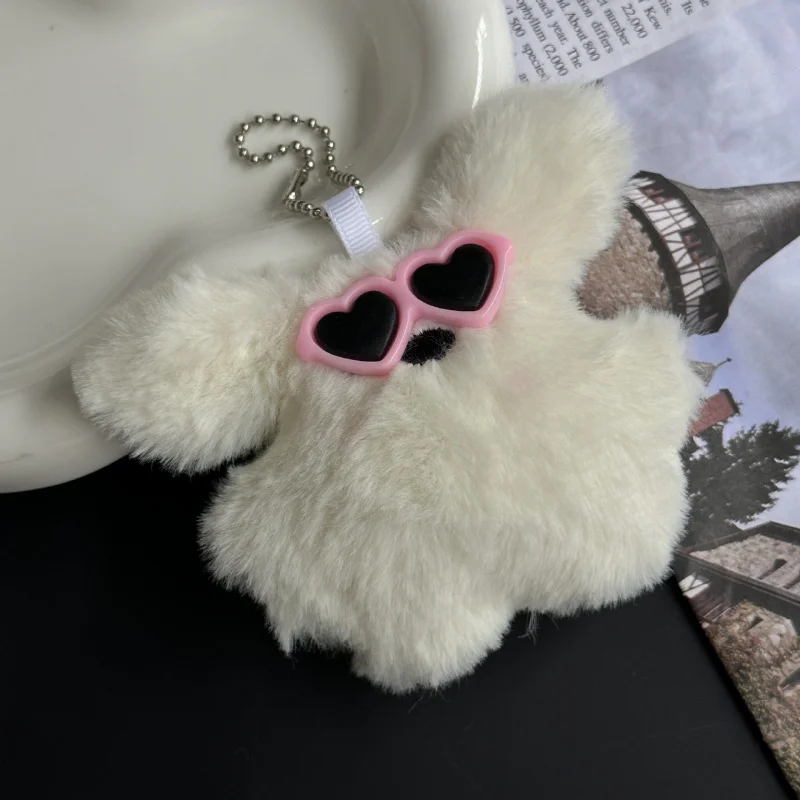 Neuer süßer Hasen-Schlüsselanhänger, Cartoon-Kreativ-Design mit Sonnenbrille, Plüsch-Hase, Schlüsselring, Taschenanhänger, Geldbörsen- und Rucksackanhänger, Geschenk – Detail 7