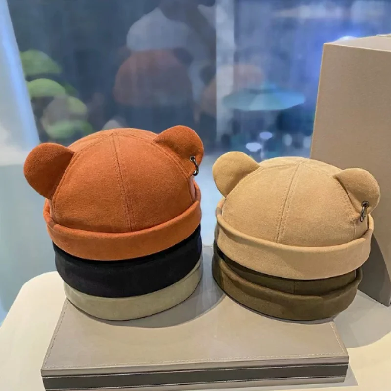 Herbst und Winter Neue Niedliche Katzenohren-Mütze Persönlicher Hip-Hop Street-Style Melonenhaut-Hut Trend