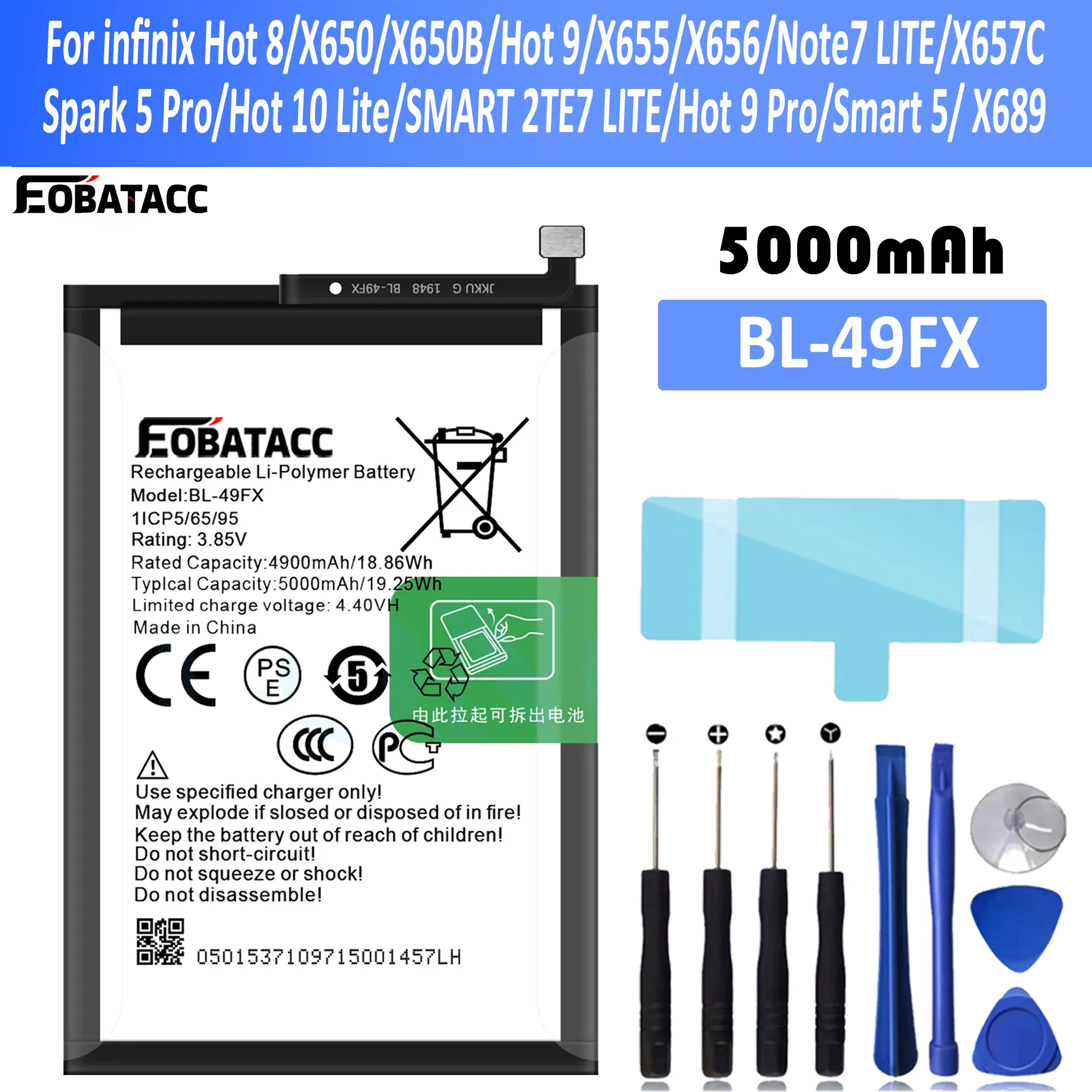 

EOTABACC New 100% High Quality BL-49FX Battery For infinix Hot 8/X650B/Hot 9/X655/Note7 LITE/Spark 5 Pro/Hot 10 Lite/SMART 2TE7