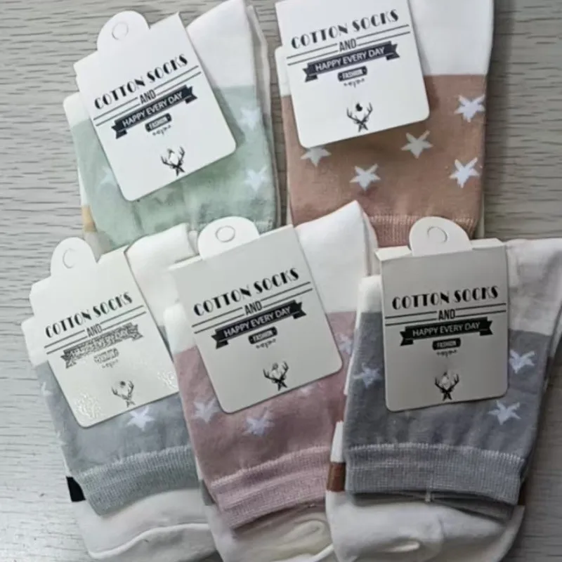 5 Pairs Women Fruit Print Socks Set Cute Casual Korean Fashion Kawaii Japanese Style Pumpkin Strawberry Banana Peach Avocado Sox