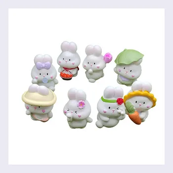 Cartoon Rabbit Figure Mini Miniatures Animal Fairy Garden Moss Terrarium Resin Decorations Stakes Craft