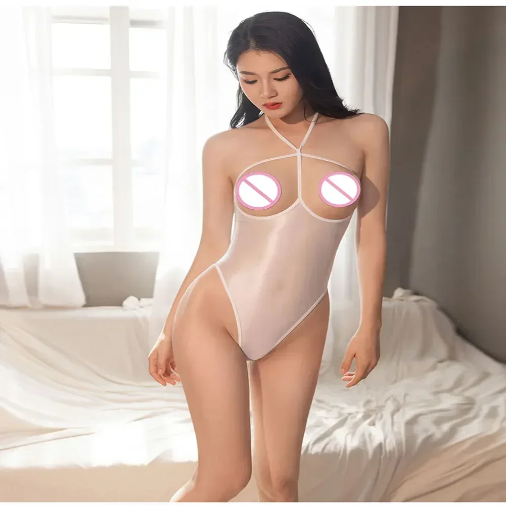 ملابس داخلية نسائية مفتوحة القطع ملابس داخلية مثيرة لامعة زيتية ملابس داخلية عالية القطع ملابس داخلية لامعة للسيدات حمالة صدر مفرغة يوتار لممارسة الجنس