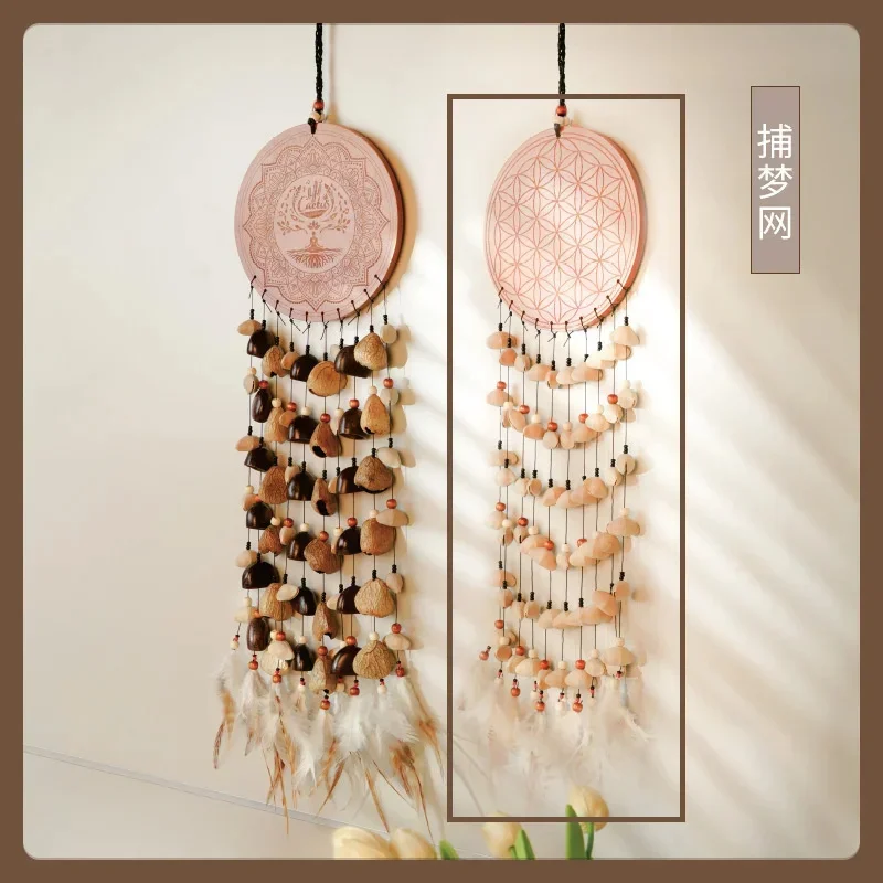 Natural Seed Shell Wind Chime Hanging Rattle Bell Handmade Door Bell Garden Balcony Home Wedding Party Wall Ornament