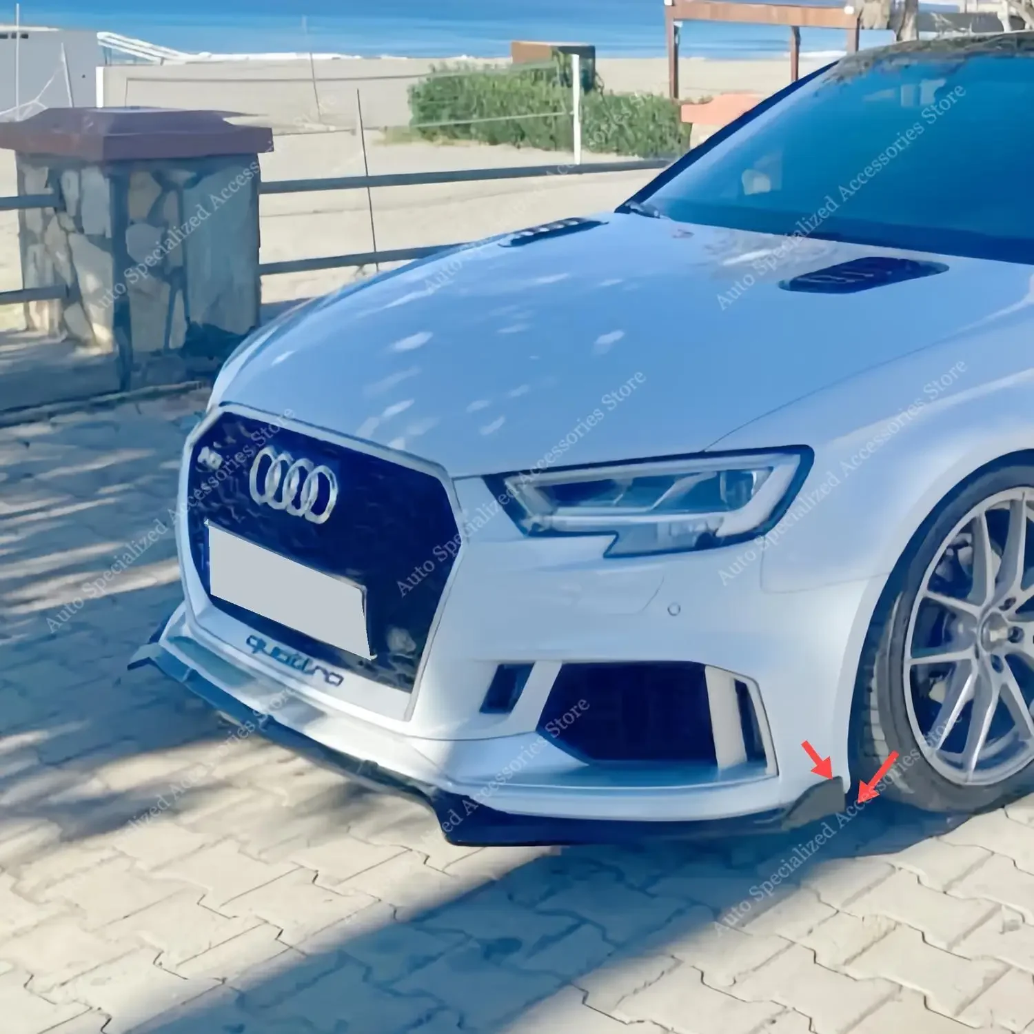 For Audi RS3 8V FL Gloss Black Front Bumper Lip Spoiler Splitter Diffuser RS3 2017-2020 Facelift only Bodykits Tuning